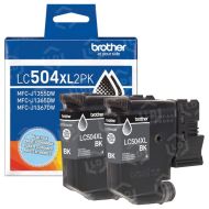 OEM Brother LC504XL Twin Pack High Yield Black Ink Cartridges