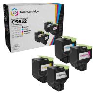 Set of 4 Lexmark Remanufactured CS632 High Yield Toner Cartridges (Black, Cyan, Magenta, Yellow)