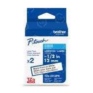 Brother OEM 2-pack of TZe231 12mm (0.47") Black on White Tape