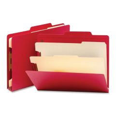 Smead Top Tab Colored Classification Folder - 8.50" x 11" - Tyvek - Red