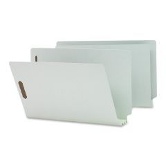 Smead End Tab Pressboard Fastener Folder - 25 per box Legal - 8.50" x 14" - 3" Expansion - Gray, Green