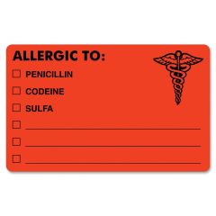 Tabbies Medical Allergy Label - 100 per roll