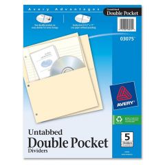 Avery Untabbed Double Pocket Divider - 5 per pack