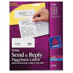Avery&reg; Send & Reply Piggyback Mailing Labels - Sure Feed - 1" x 3" Inner