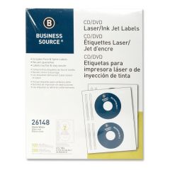 Business Source CD/DVD Laser/Inkjet Label - 100 per pack