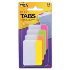 Post-it Tabs, 2 inch Solid, Assorted Bright Colors, 6/Color, 4 Colors, 24/Pk - 24 per pack