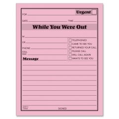 Adams While You Were Out Message Pad - 50 Sheets - Gummed - 5" x 4" - Pink