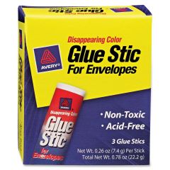 Avery Disappearing Color Permanent Glue Stick - 3 per pack