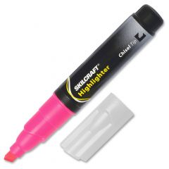 Skilcraft Chisel Tip Tube Type Fluorescent Pink Highlighter - 12 Pack