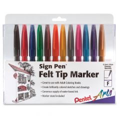 Pentel Sign Pen Porous Point Pen, Assorted - 12 Pack