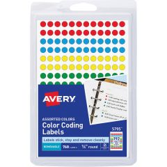 Avery 0.25" Round Color-Coding Label (Assorted) - 760 per pack
