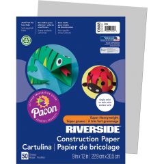 Riverside Groundwood Construction Paper, 9" x 12", Gray, 50 Sheets