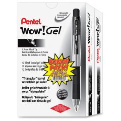 Pentel Wow! Gel Pens, Black -24 Pack