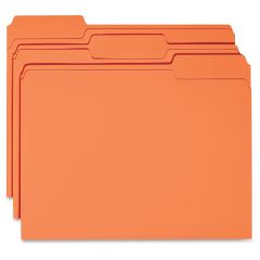 Business Source Colored File Folder - 100 per box 1/3 Tab Cut - 11 pt. - Orange