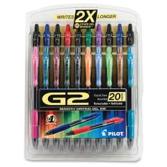 G2 Retractable Gel Pens, Assorted - 20 Pack