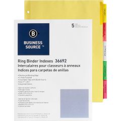 Business Source Insertable Tab Ring Binder Indexes - BX per box