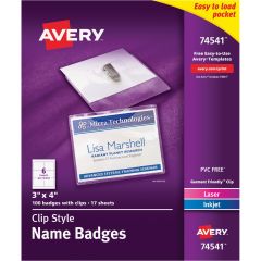 Avery Laser/Inkjet Clip Style Name Tag Kit - 100 per box
