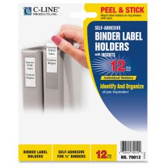 C-line Self-Adhesive Binder Label Holder - 12 per pack