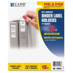C-line Self-Adhesive Binder Label Holders - 12 per pack