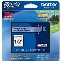 Brother OEM TZe131 Black on Clear Tape