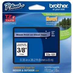 Brother OEM TZe121 Black on Clear Tape