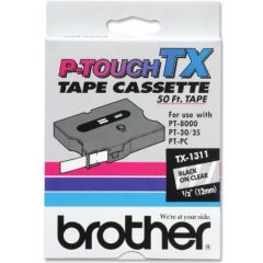 Brother OEM TX-1311 Black on Clear 1/2" Tape