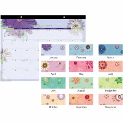 Visual Organizer Flowers Desk Pad Calendar