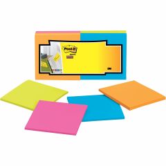 Post-it Super Sticky Full Adhesive Note - 12 per pack - 3" x 3" - Neon Colors