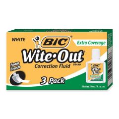 BIC Wite-Out Extra Coverage Correction Fluid - 3 per box