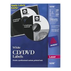 Avery Round CD/DVD and Jewel Case Spine Label (Laser) - 100 per pack