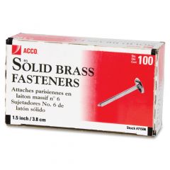 Acco Solid Brass Round Head Fasteners - 100 per box