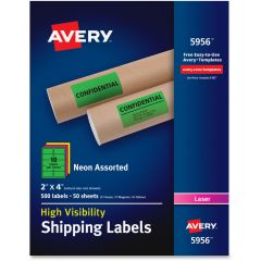 Avery 4" x 2" Rectangle High-Visibility Shipping Labels (Laser) - 500 per box