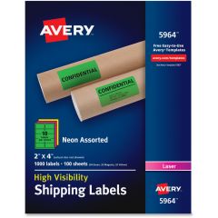 Avery 4" x 2" Rectangle High-Visibility Shipping Labels - 1000 Per Box