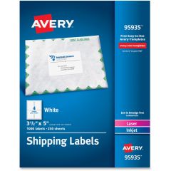 Avery White Rectangle Shipping Labels 3.50" x 5" - 1000 Per Box