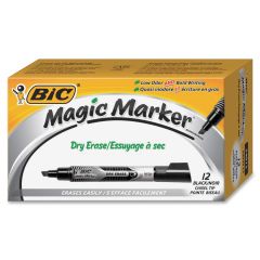 BIC Chisel Tip Dry Erase Magic Markers, Black - 12 Pack