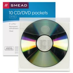 Smead 68144 Clear Self-Adhesive Poly CD/DVD Pockets - 10 per pack - Clear