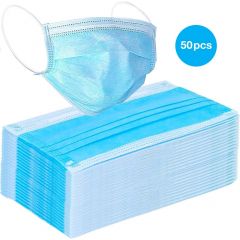 Disposable Face Masks, 3-Ply Earloop, 50 Pack