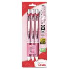 Pentel EnerGel Pink BCA Ribbon RTX Liquid Gel Pens - 3 per Pack