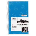 Mead 3-Subject Wirebound College Rule Notebook