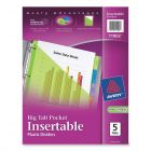 Avery Plastic Pocket Insertable Tab Divider - 5 per set Print-on - 5 / Set - Multicolor Tab