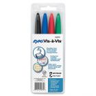 Expo Vis--Vis Wet Erase Overhead Transparency Markers, Assorted - 4 Pack