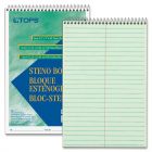 Tops Steno Book - 80 Sheet - Gregg Ruled - 6" x 9" - Green Tint Paper