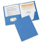 Avery Two Pocket Folder with  25 per box Letter - 8.50" x 11" - 2 Pockets -  Embossed Paper - Light Blue