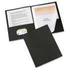 Avery Two Pocket Folder with  25 per box Letter - 8.50" x 11" - 2 Pockets -  Embossed Paper - Black
