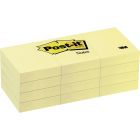 Post-it Plain Canary Note - 12 per pack - 1.50" x 2" - Canary Yellow