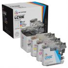 Set of 4 Brother Compatible LC10E Ink Cartridges: BCMY