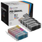 Compatible Canon PGI-280XXL / CLI-281XXL: 3 Pigment Bk PGI-280XXL and 2 Each of CLI-281XXL Bk, C, M, Y (Super HY Set of Ink)