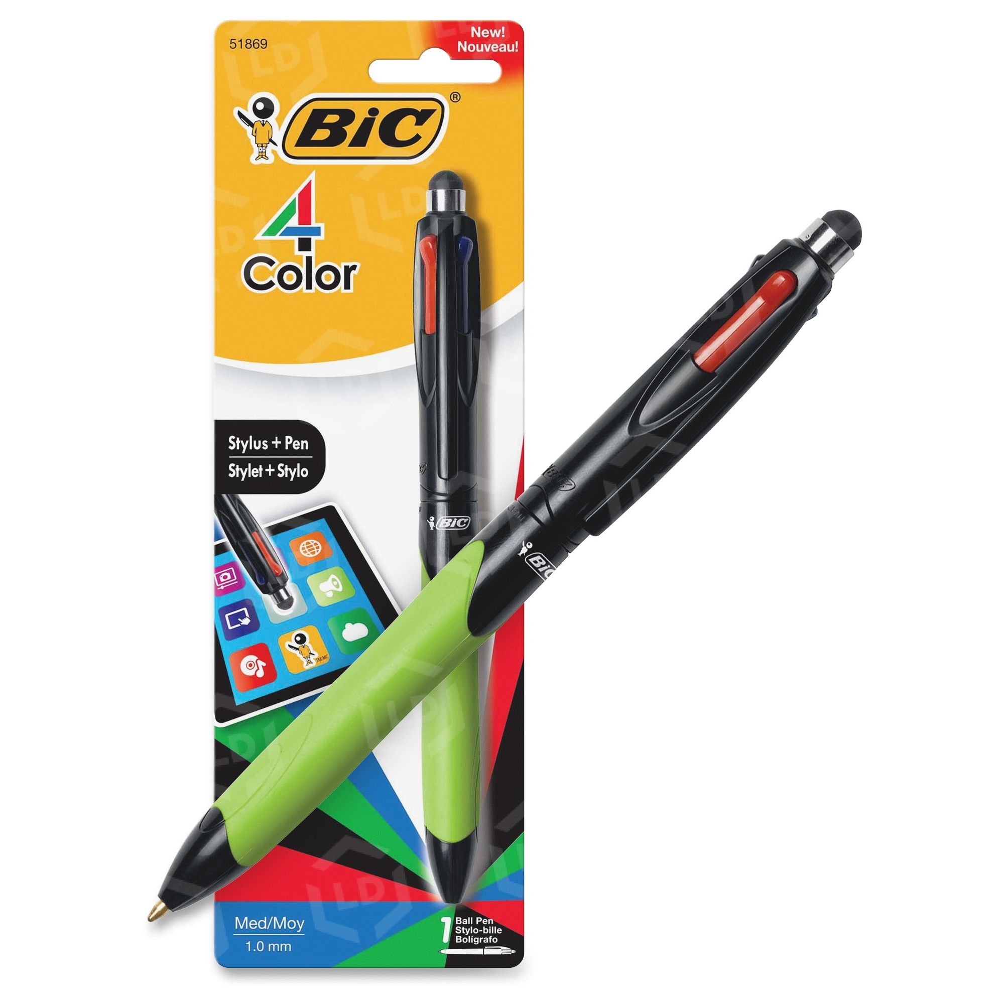 Colour Grip Bic Pens Bic Grip Pro BIC 4-Color Ballpoint Pen Stylus Tip