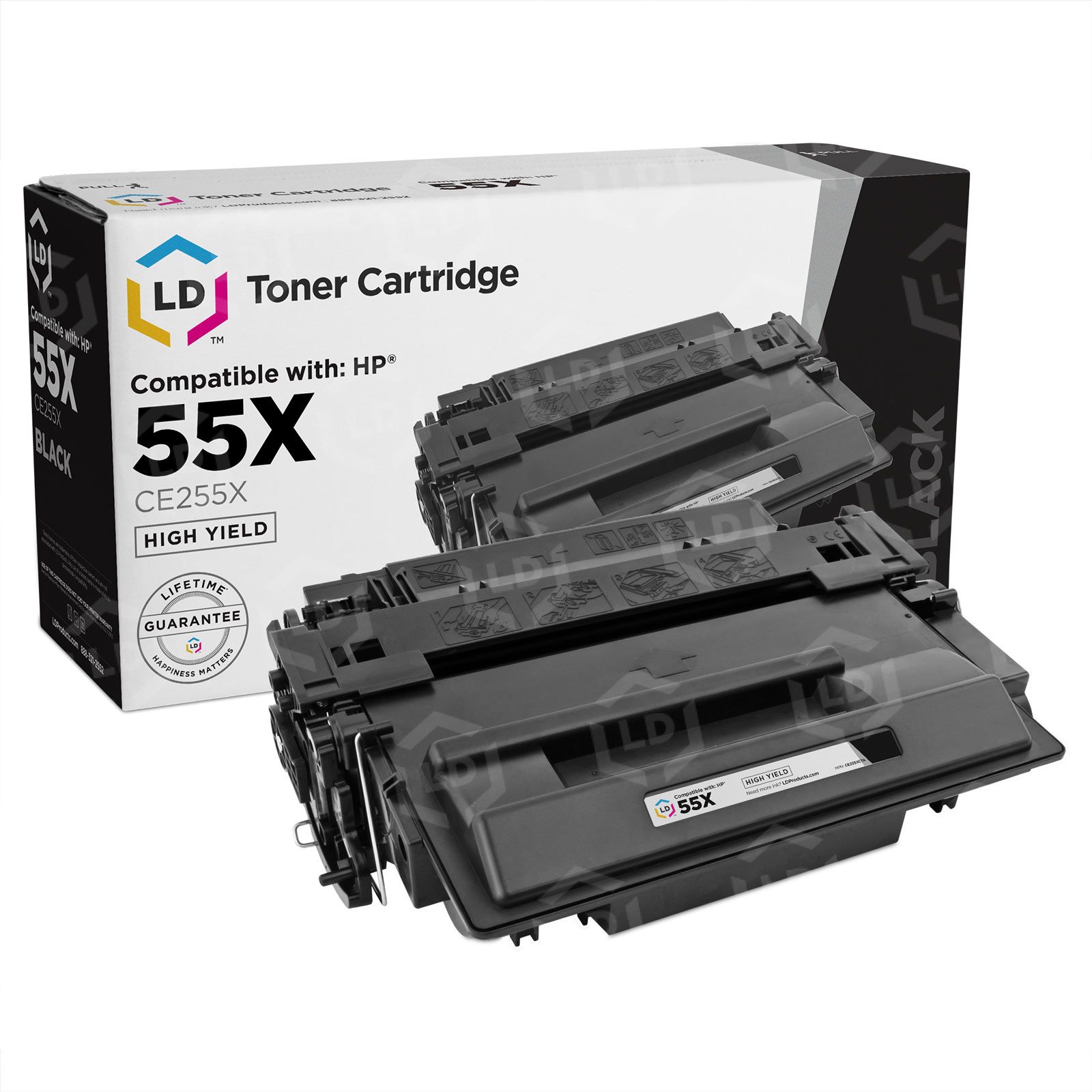 Toner Compatible HP 55X CE255X Noir - Eurotone, 12500 Pages, Pour M521