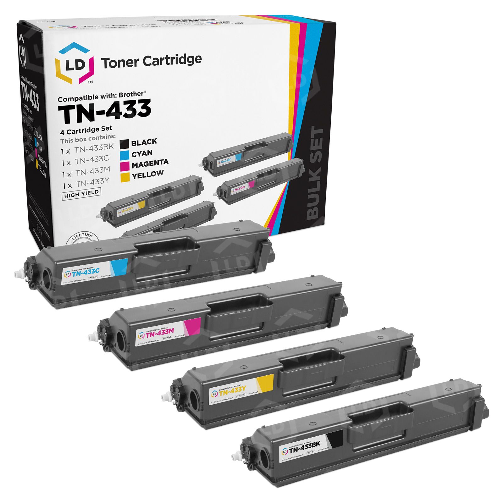 QUALITONER - Toners x4 - TN328 TN 328 (Noir + Cyan + Magenta + Yellow) - Compatible pour Brother HL-4570CDW 4570CDWT, DCP-9270CDN, - Informatique